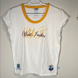 Vintage 2007 ICC Cricket World Cup West Indies Gold Trim Crop Tee